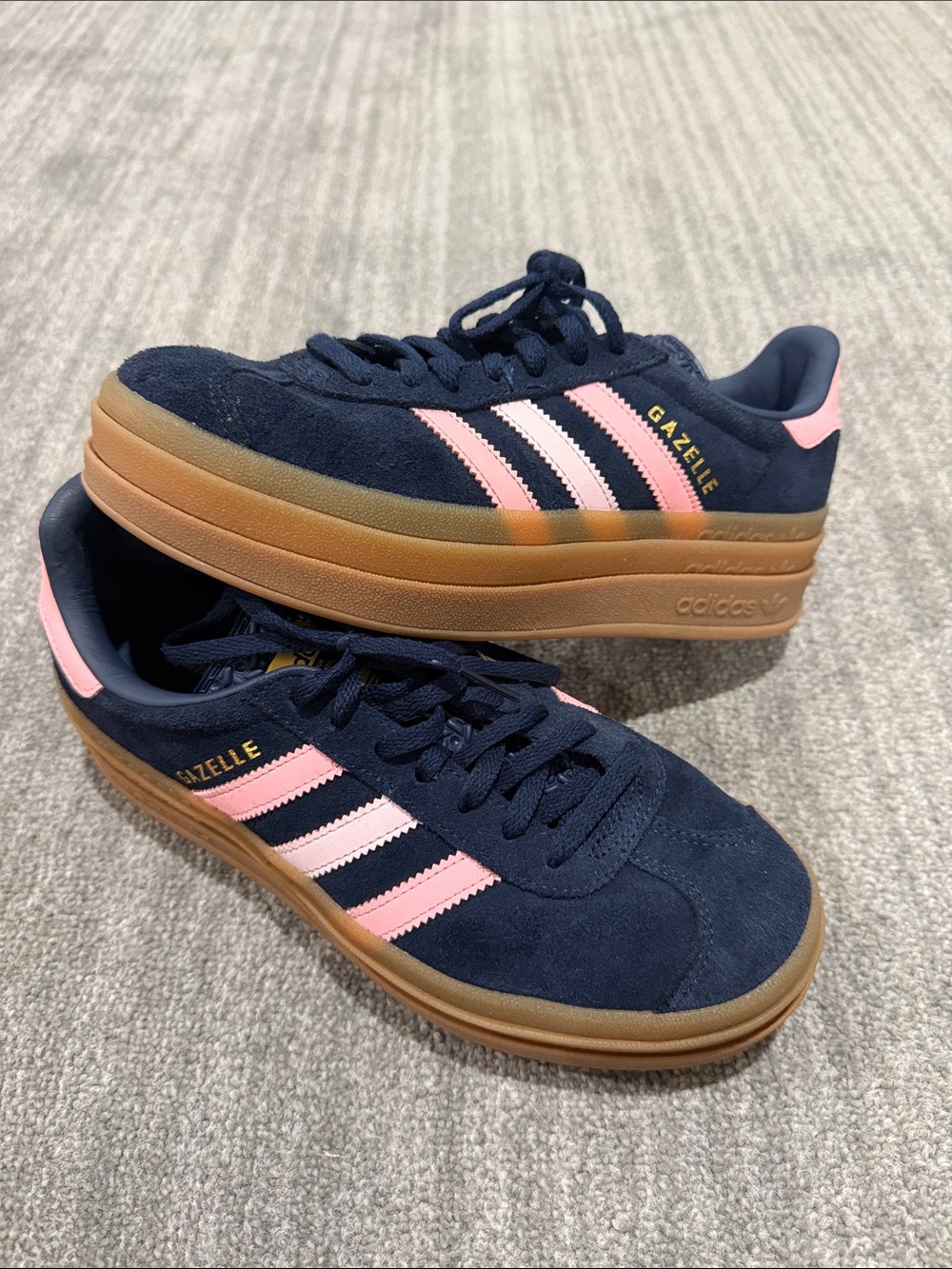 Adidas Gazelle Bold Night Indigo Pink Platform Sneakers Kids 6 Womens 7.5